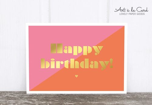 Postkarte: Birthday diagonal pink M