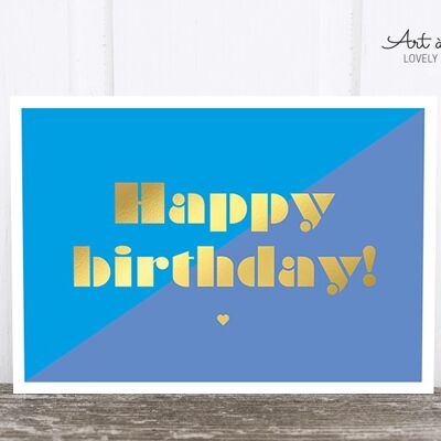 Postcard: Birthday diagonal blue M