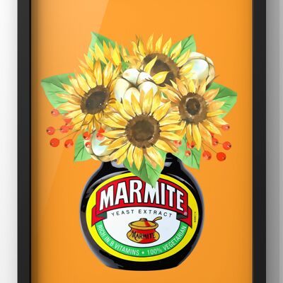 Floral Marmite Print | Bold Kitchen Condiment Wall Art - A4 Print