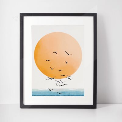 Watercolour Sunset - A4 Print