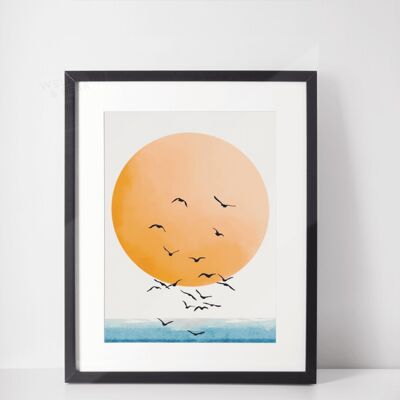Watercolour Sunset - A3 Print