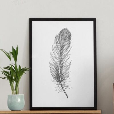 Mono Feather illustration - 40X50CM PRINT ONLY