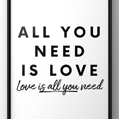 The Beatles All You Need Is Love Lyric Print - A3 Print Only