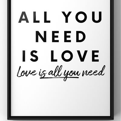 The Beatles All You Need Is Love Lyric Print - A1 Print Only