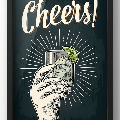 Cheers Print | vintage Pub Cocktail Wall Art Poster - A4 Print Only