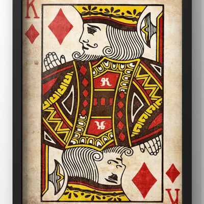 King of Diamonds Vintage Playing Card Poster - A4 Print Only