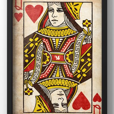 Queen of Hearts Vintage Playing Card Poster - 30X40CM PRINT ONLY