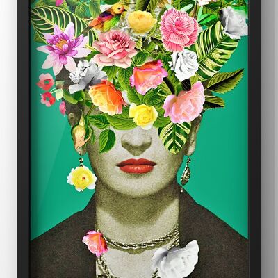 Frida Floral Print | Colourful Frida Kahlo Portrait - A3 Print Only