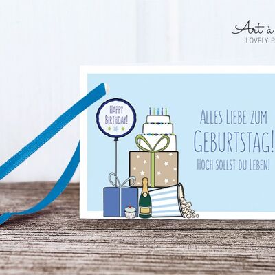 Geschenkanhänger: Geburtstagsparty, blau