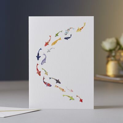 Koi Carp Swirl Blank Greeting Card