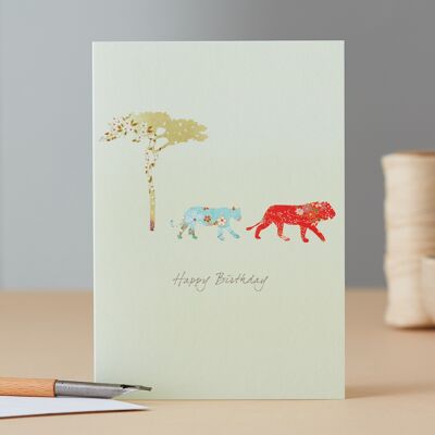 Two Lions Birthday Card