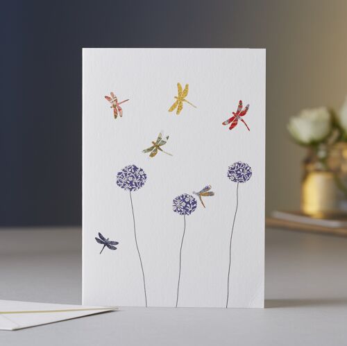 Dragonflies & Aliums Greeting Card