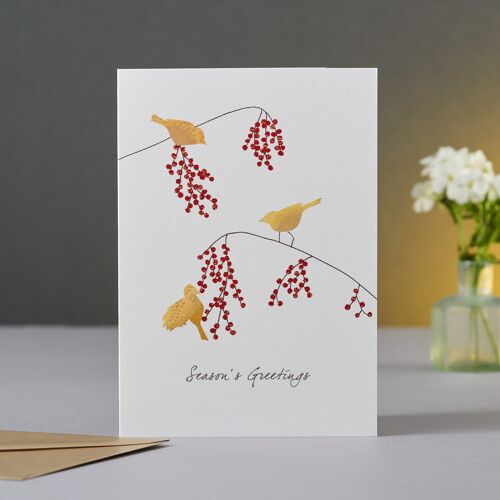 Birds & Winter Berries Christmas Card