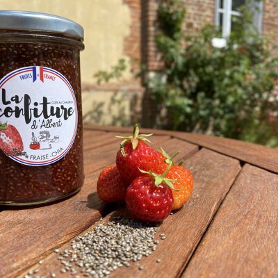 Organic strawberry and chia seed jam
