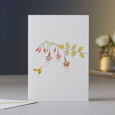 Fuchsia & Hummingbirds Greeting Card