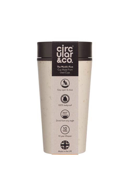 Circular Cup 12oz Cream & Cosmic Black (1 x pack 8) Sustainable Reusable Coffee Cup