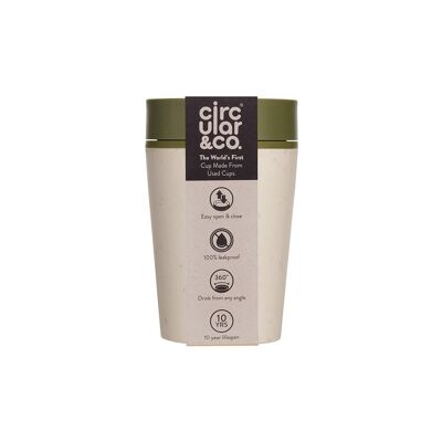 Tasse circulaire 8 oz crème et vert honnête (1 x pack 8) tasse à café réutilisable durable