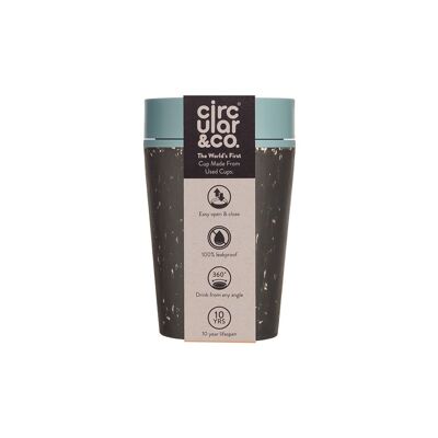 Gobelet circulaire 8 oz noir et bleu lointain (1 x pack 8) tasse à café réutilisable durable
