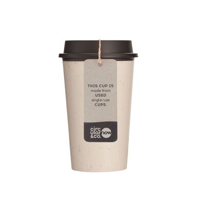 Circular Now Cup 12oz Cream & Black (1 x pack 8) Tasse à café réutilisable durable