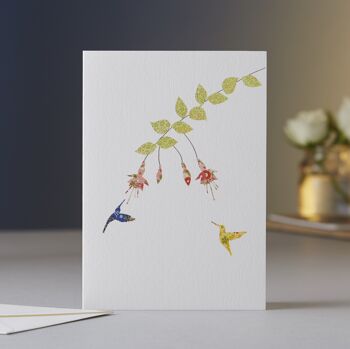 Carte de vœux Fuchsia & Two Hummingbirds