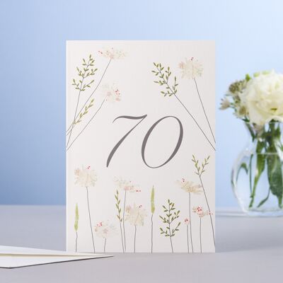 Gänseblümchen & Gras Siebzig Geburtstagskarte