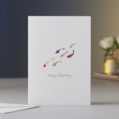 Koi Carp Drift Birthday Card