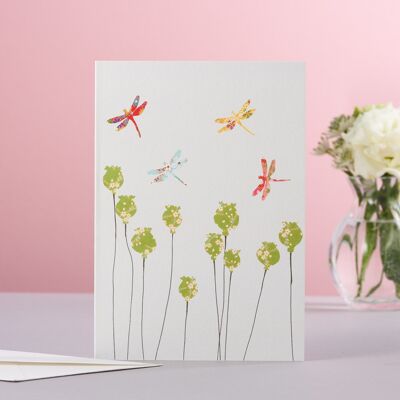 Dragonflies & Poppyheads Card