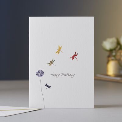 Tarjeta de cumpleaños de libélulas