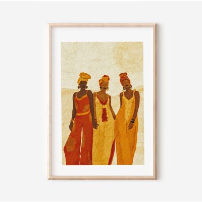 Stampa artistica di donna nera | Stampa d'arte africana | Stampa soggiorno |Arredamento afrocentrico | Copricapo Stampa | Arte della parete etnica | Arte nera A4