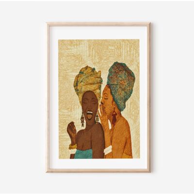 Arte de mujeres africanas | Arte Africano Moderno| Arte de pared africano | Arte Negro| Mujeres Africanas| Diseños Africanos| Decoración afrocéntrica A4