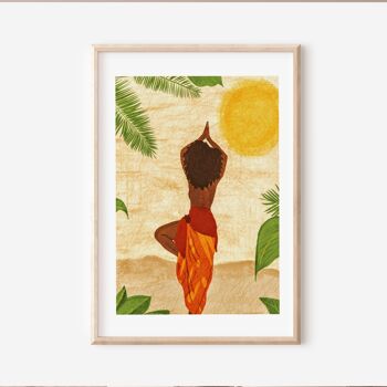 Yoga Femme Africaine | Impression d'art de femmes | | Art du yoga | Art mural | Oeuvre noire | Art des femmes afro | Art Afro| Imprimé tropical | Déco murale africaine A4