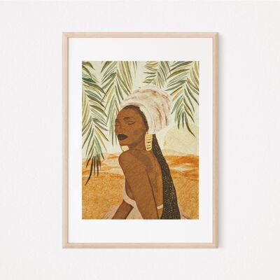 Women with Braids Art Print | Botanical Print | Head-wrap Art| Empowerment Print |Gallery Wall| Tropical Print | Gift For Her | Fine Art A4