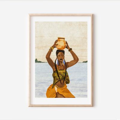 Schwarze Frau Kunstdruck | Afrikanischer Kunstdruck | Wohnzimmer-Druck | Afrozentrisches Dekor || Ethnische Wandkunst | Afrikanischer Kunstdruck A4