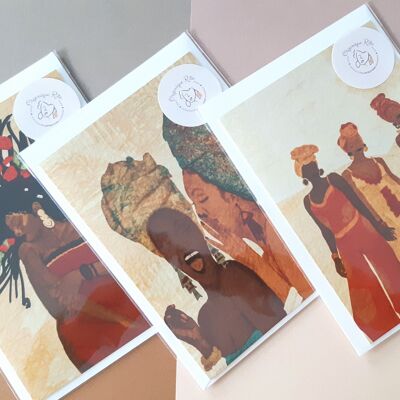 Carte de vœux | Art noir | Cartes de vœux noires | Cartes de vœux africaines | Amour noir | Cadeau africain | Lot de cartes africaines | Cartes ethniques
