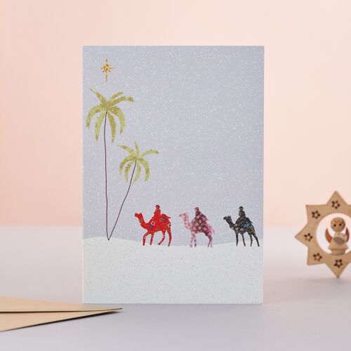 Three Wise Men in Snow Christmas Card
