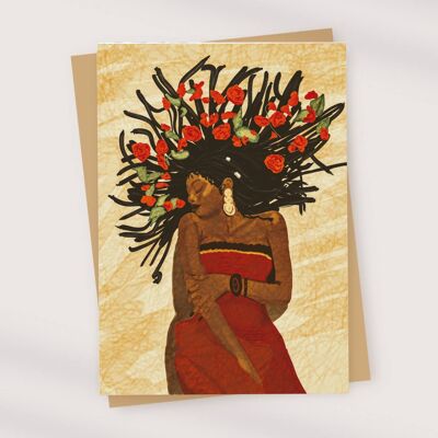 Carte d'art africain | Carte de vœux noire | Carte de voeux afro | Carte de remerciement | Cartes Femme Noire | Carte Afro-Bohème | Carte d'anniversaire