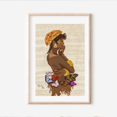 Impresión del arte de las mujeres del abrigo de la cabeza | Impresión de arte africano | Arte afrocéntrico| Arte de la pared | Pared de la galería | Impresión de arte de pared africana, | Impresión de bellas artes A4