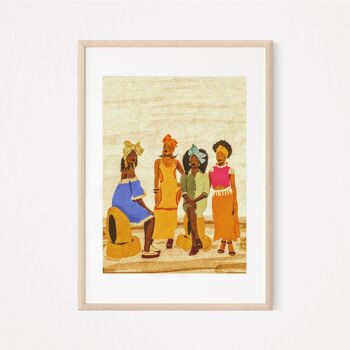 Impression d'art de femmes africaines | Art Africain | Head-Wrap Art| Coloré | Art mural afrocentrique | Art Africain Moderne A4