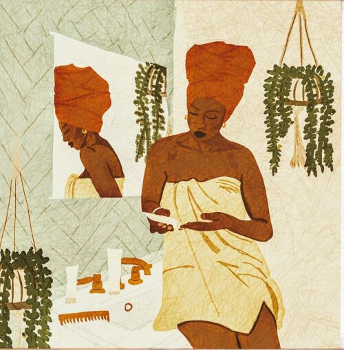 Modern African Art | Botanical Print | Head-Wrap Art| Wall Art |Gallery Wall| African Women | Afrocentric Art| For Her | Bathroom Wall Art A3