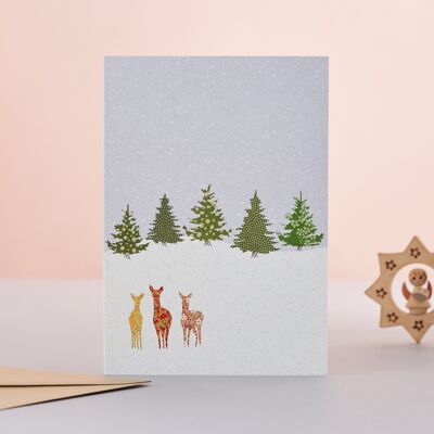 Tarjeta de Navidad de tres ciervos