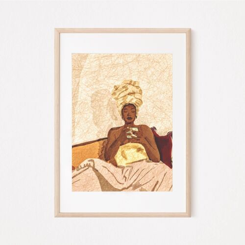 Black Art Print | Modern African Art | Head-wrap Art| Wall Art |Bedroom Wall| African Wall Decor | Afrocentric Wall Art | Gallery Wall A3