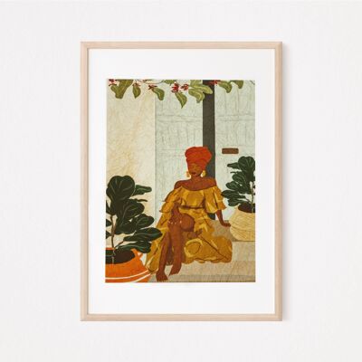 Impresión del arte de las mujeres africanas | Impresión botánica | Arte para envolver la cabeza | Arte de la pared | Pared de la galería | Regalo de inauguración de la casa | regalo para ella | Estampado tropical A2