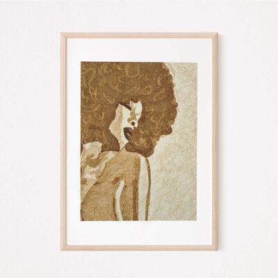 Afrikanische abstrakte Kunst | Afro-Frauen-Kunstdruck | Minimalistischer Afrikaner | Wandkunst |Galeriewand| Afro-Haar-Kunst | Wohnzimmerkunst | Afrozentrische Kunst A4
