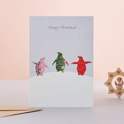 Cartolina di Natale con la danza del pinguino