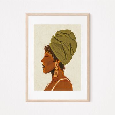Afrikanische Frauen Kunstdruck | Botanischer Druck | Kopfwickelkunst | Afrikanische Wandkunst | Moderne afrikanische Wandkunst | Afrozentrische Kunst | Tropischer Druck A4