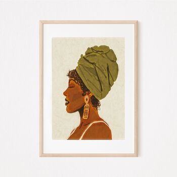 Impression d'art de femmes africaines | Impression botanique | Head-wrap Art | Art mural africain | Art mural africain moderne | Art Afrocentrique | Impression tropicale A3