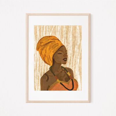Impresión del arte de las mujeres negras | Retrato de mujeres africanas| Arte para envolver la cabeza | Arte de la pared | Pared de la galería | Decoración Africana | Arte Africano Moderno A4