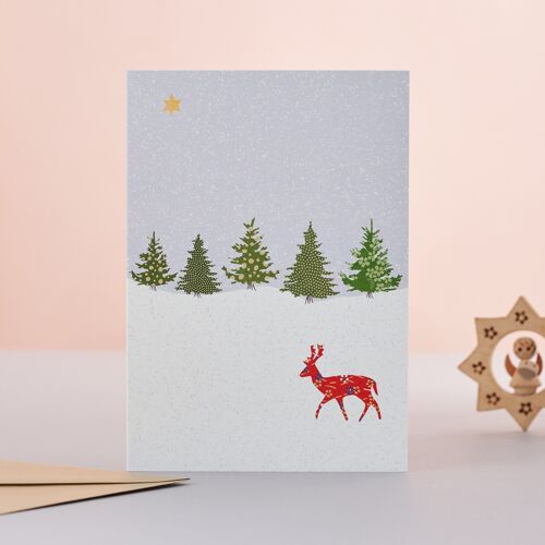 Stag in the Snow Christmas Card