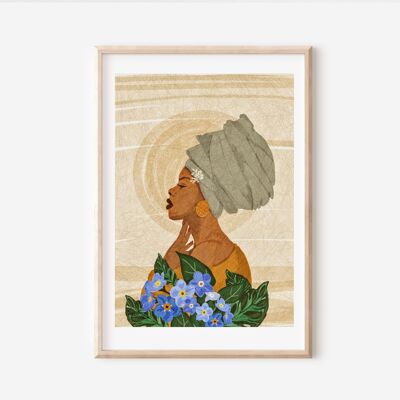 Afrikanischer Kunstdruck | Botanischer Garten Druck | Headwrap-Kunst | Wandkunst |Galeriewand| Einweihungsgeschenk | Geschenk für sie | Kunstdruck A4