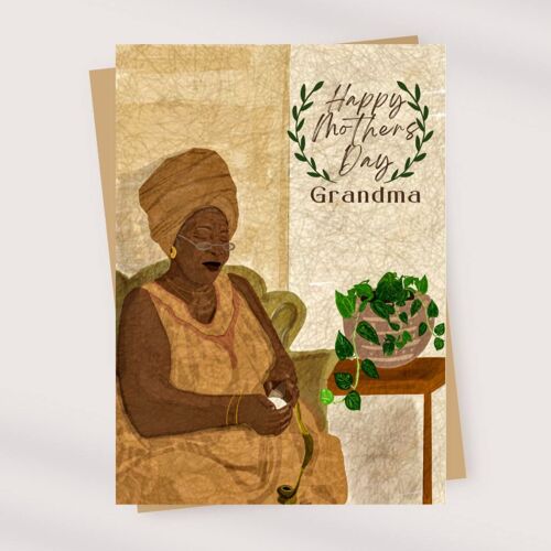 Grandmother Motherâ€™s Day Card | African Art | Greeting Card | Gift For Her Black Grandmother Cards | Afro-Boho Card| Melanin | Mother Child